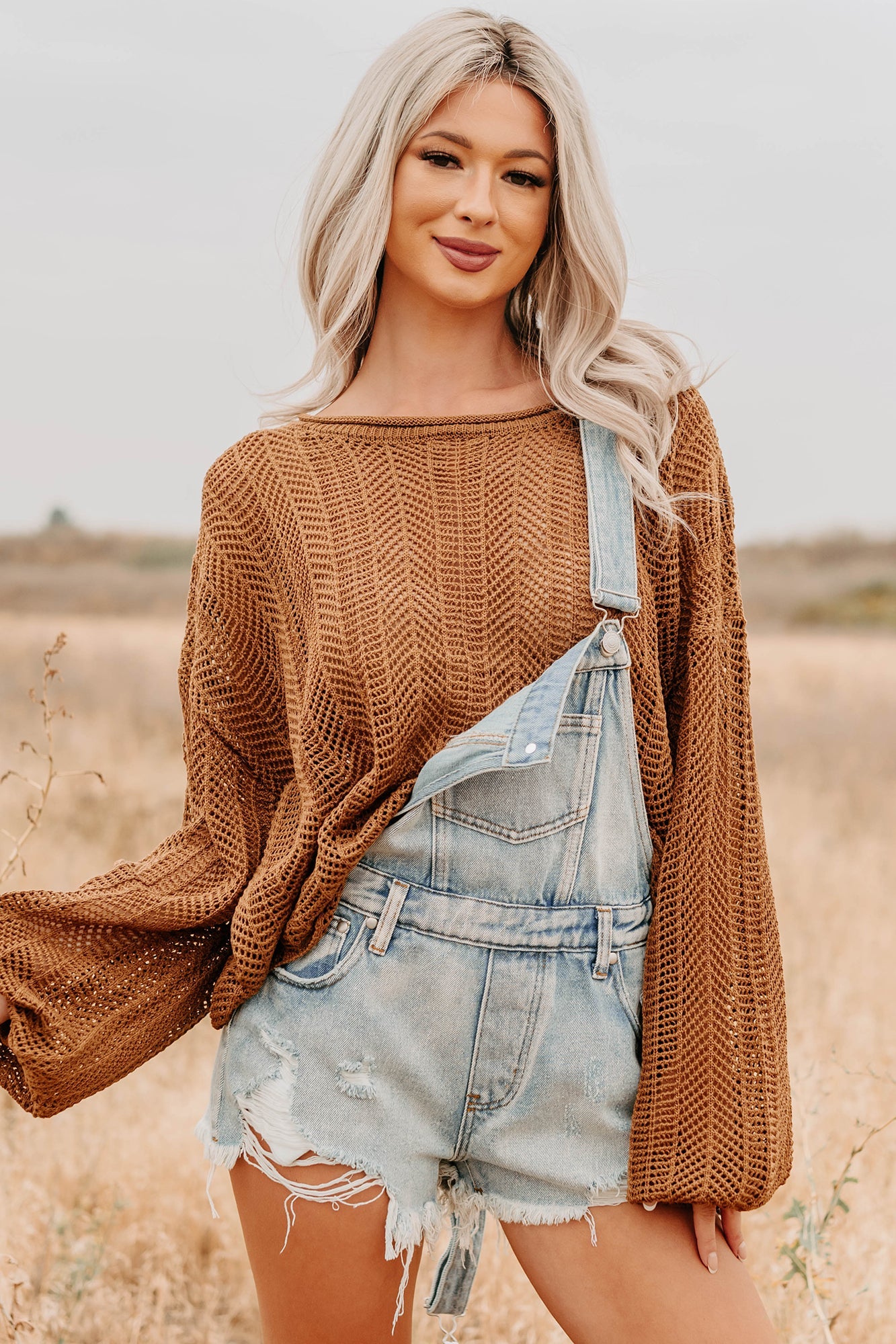 Lost On Purpose Distressed Signature 8 Overall Shorts (Light Denim)